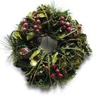 Guirlanda de Natal 25cm Verde c/Galhos Feita à Mão