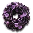 Guirlanda de Natal 27cm com Luz LED Roxo Glitter c/Pinhas Feita à Mão