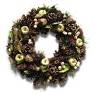 Guirlanda de Natal 35cm Ouro com Luz LED c/Pinhas e Frutas Feita à Mão