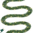 Guirlanda de Natal Biswing 15m com 100 luzes transparentes PVC verde Guirlanda de Natal Biswing 15m com 100 luzes transparentes PVC verde