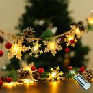 Guirlanda de Natal com 30 Luzes LED de Floco de Neve - 3 Metros