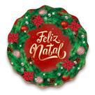 Guirlanda de Natal com Papai Noel Decoração MDF Elegante Porta Janela