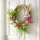 Guirlanda De Páscoa Decoração Coelho Rosa Arranjo Ovos 30cm