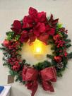Guirlanda Decorativa de Natal Flor vermelha com lanterna de led 50cm