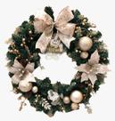Guirlanda Natal Premium Decorada Luxo Laço Flores Bola 45cm