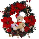 Guirlanda Natalina Artesanal Decorativa Ø60cm Com Urso. Guirlanda Natalina Artesanal Decorativa Ø60cm Com Urso.