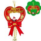 Guirlanda Natalina De Coração Com Papai Noel & Sinos 20cm Guirlanda Natalina De Coração Com Papai Noel & Sinos 20cm