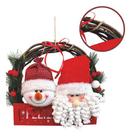 Guirlanda Papai Noel Boneco De Neve Galhos 30cm Porta Vermelho