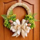 Guirlanda Páscoa Decoração Ovos Laço Arranjo Artesanal 35cm