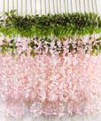 Guirlanda suspensa de glicínias com flores artificiais, pacote com 24, rosa claro