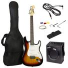 Guitarra elétrica RockJam RJEG03-SK-SB com amplificador de 10W e acessórios