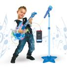 Guitarra Infantil com Microfone Brinquedo Musical Instrumento com Som e Luz