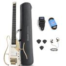 Guitarra Portátil Donner Hush-X Pro com Efeitos Branca E Dourada