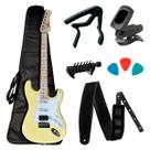 Guitarra Shelter Stratocaster SSW VY Amarela Kit Acessórios