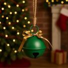Guizo Natal Decorativo Metal Verde Laço Dourado 21cm Rústico Pendente Bola Decoração Natalina