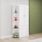 Gurda Roupa Infantil com Estante Lateral 2 Portas 3 Gavetas Branco
