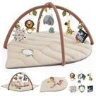 Gym Playmat Infantil Blissful - Formato de Folha com 6 Brinquedos Bege