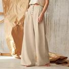 H2509-Calça Feminina Pantalona Botões Lisa Elegante Solta Fe1585