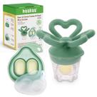 Haakaa Tragamanzanas de Silicona BPA Libre para Bebés - Alimentador y Mordedor + Bandeja Mini Congeladora, 4M+ (Verde Guisante)