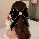 Hair Bow Hair Clips, presilhas, veludo, preto, Wiwpar para mulheres