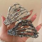 Hair Claw Clip Punk Essence Skull Motif para mulheres, 2 peças