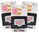 Hair Elastics Scunci Black Gel No-Slip Grip, 14 unidades, pacote com 3