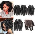 Hair Weave Molefi Brazilian Funmi Curly 4 pacotes de 250 g + fecho