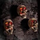 Halloween Animatronics Skull Stakes Pathway Markers, pacote com 3 Halloween Animatronics Skull Stakes Pathway Markers, pacote com 3