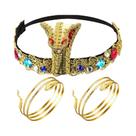 Halloween egípcio faraó cobra cabeça tiara egípcio traje acessórios bandana ouro frisado tiara