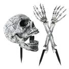 Halloween Skeleton Stakes QQV Skull 19x47 cm, decoração ao ar livre