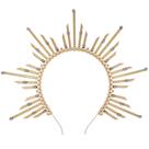 Halo Crown COSUCOS Sun Goddess Sunburst dourado cravado com pérolas