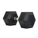 Halter emborrachado sextavado cromado de 35kg rae fitness
