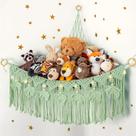 Hamaca de almacenamiento para peluches ANROYE Macramé con luz de estrella