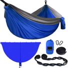 Hamaca de Camping Gold Armour XL Doble con Mosquitero Azul y Gris