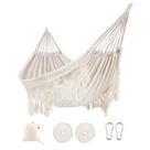 Hamaca ROOITY para Interior con Flecos de Macramé para 2 Personas Blanca