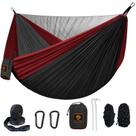 Hammock Qevooon Camping com mosquiteiro de nylon preto e vermelho