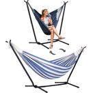 Hammock SUNCREAT 2 em 1 conversível com suporte azul e branco