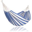 Hammock SUNCREAT Large para 2 pessoas com suporte, listras azuis e brancas Hammock SUNCREAT Large para 2 pessoas com suporte, listras azuis e brancas