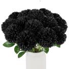 Hananona, 12 peças de crisântemos artificiais, flores em bola, flores falsas para mães, plantas de seda preta para decoração gótica de casa, arranjo floral interno, peça central de mesa de Halloween (12, preta)