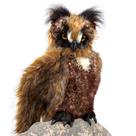 Hand Puppet Folkmanis, grande coruja com chifres e asas móveis