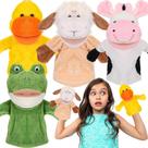 Hand Puppet Round Funny Animal, 4 peças com boca de trabalho, 25 cm Hand Puppet Round Funny Animal, 4 peças com boca de trabalho, 25 cm