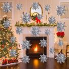 Hanging Garland CCINEE 3D Silver Snowflake 12 peças de Natal