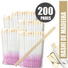 Hashi madeira descartavel 200 unid, sache papel aberto