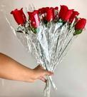 Haste botao de rosas para presente c/ plastico 34 cm - 82b-2 Haste botao de rosas para presente c/ plastico 34 cm - 82b-2