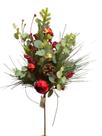 Haste flor Natalina c/ folhagens e azevinho verde - 70cm