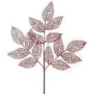 Haste folha triplas decor de natal c/ glitter 60cm - haifa/bf