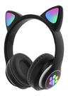 Headphone Orelha De Gato Led Bluetooth Usb Stn-28 Preto - Cat