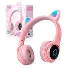 Headphone Wireless Bluetooth Gato Anime Led Hf-c320bt Exbom Pink