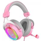 Headset Gamer Fifine AmpliGame H13 7.1 Surround RGB USB Rosa