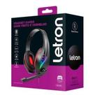 Headset gamer gank preto e vermelho led driver 40 mm cabo 3,5m letron 74423